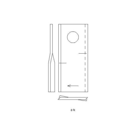 Nożyk kosiarki rotacyjnej prawy 126x47x4 mm owalny otwór 23.0x20.5 mm pasuje do Taarup 25 szt.