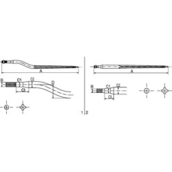 Ząb ładowacza, wygięty: 58 mm profil gwiazda 36x800 mm końcówka szpiczasta z nakrętką M20x1.5 czerwony SHW