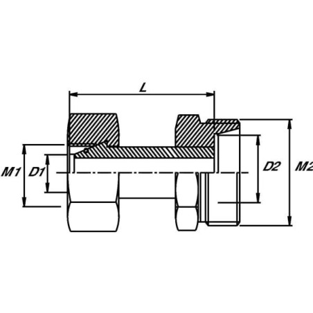 Złącze proste z nakrętką M14x1,5 6S - M16x1,5 8S