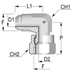 Złącze kolankowe M/Fm 3/4 JIC 90°