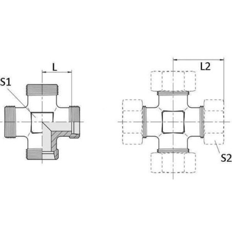 Złącze czwórnikowe M22x1.5 15L