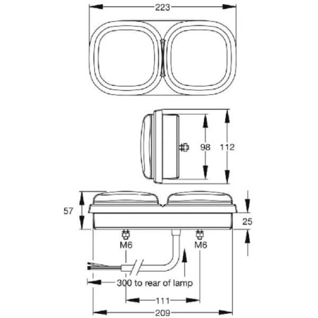 Lampa tylna zespolona, prostokątna 12/24V przykręcana Britax