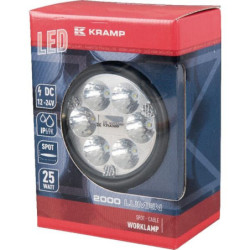 Lampa robocza LED, okrągła 25W 2000lm 10/30V Ø 117 mm światło skupione 6 LED Kramp