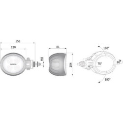 Lampa robocza LED, okrągła, 18W 1500 lm 10/30V światło rozproszone z wtyczką Deutsch, 4 LED Kramp