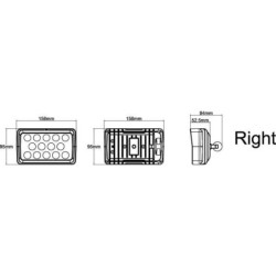 Lampa robocza LED, prostokątna prawa 21W 2600lm 10/30V światło rozproszone 14 LED Kramp