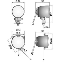 Lampa robocza okrągła H3, obracana