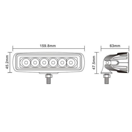 Lampa robocza LED, prostokątna, 18W 1440 lm 10/30V światło skupione 6 LED gopart