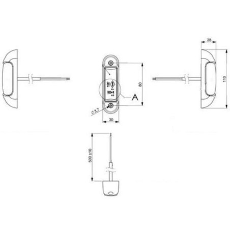 Lampa obrysowa LED, 1/2.2W prostokątna, 12/24V biała/czerwona/pomarańczowa 6 LED Kramp