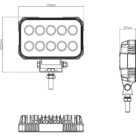 Lampa robocza LED, prostokątna, 15W 1900 lm 10/30V światło rozproszone 10 LED Kramp