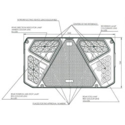 Lampa tylna zespolona LED, lewa, prostokątna, 12/24V 7-pinowa Kramp