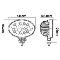 Lampa robocza LED, owalna, 39W 3510 lm 10/30V światło rozproszone 13 LED Kramp