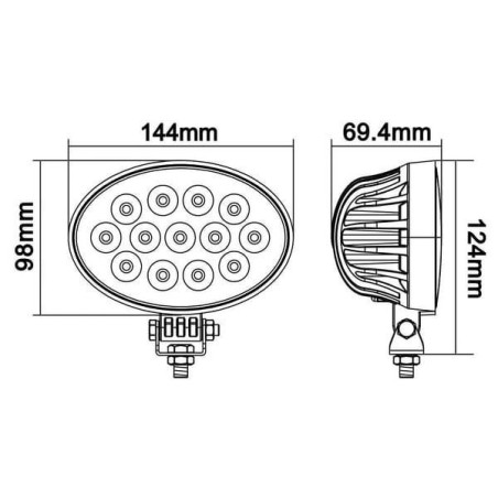 Lampa robocza LED, owalna, 39W 3510 lm 10/30V światło rozproszone 13 LED Kramp