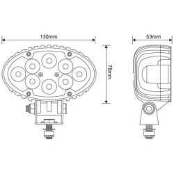 Lampa robocza LED, owalna, 24W 1920 lm 10/30V światło rozproszone z wtyczką Deutsch, 8 LED Kramp