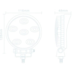 Lampa robocza LED, okrągła, 18W 1440 lm 10/30V światło rozproszone 6 LED gopart