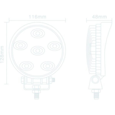 Lampa robocza LED, okrągła, 18W 1440 lm 10/30V światło rozproszone 6 LED gopart