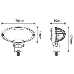 Lampa robocza LED, owalna 40W 3500lm 10/30V światło ultra szerokokątne rozproszone 8 LED Kramp