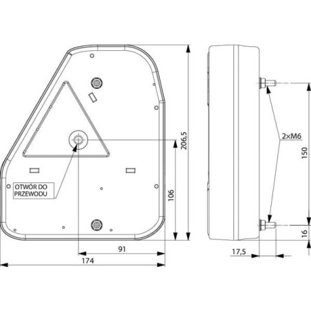 Lampa tylna zespolona, prawa 12/24V