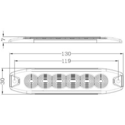 Lampa ostrzegawcza, bursztynowa, 6 LED