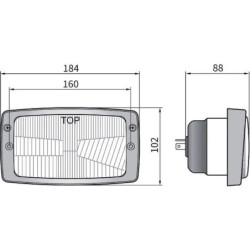 Reflektor przedni halogenowy, prostokątny 12/24V H4 184x102 mm Kramp