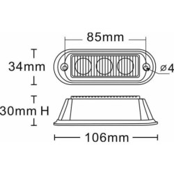 Lampa ostrzegawcza LED, 6W 12/24V pomarańczowa przykręcana 3 LED Kramp