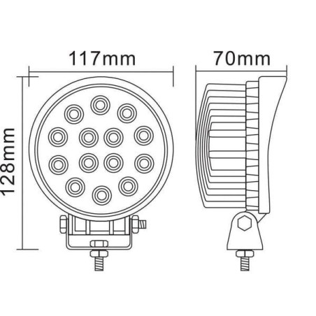 Lampa robocza LED, okrągła, 42W 3360 lm 10/30V światło skupione 14 LED gopart