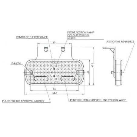 Lampa obrysowa LED, prostokątna, 12/24V z wtyczką Jaeger Kramp