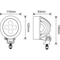 Lampa robocza LED, okrągła 40W 3800lm 10/30V światło rozproszone 4 LED Kramp