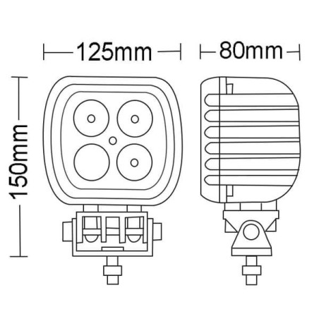 Lampa robocza LED, kwadratowa, 48W 4050 lm 10/30V światło rozproszone 4 LED Kramp