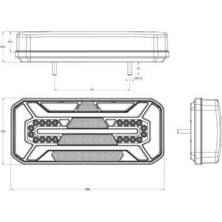 Lampa tylna zespolona LED, lewa, prostokątna 12/24V Kramp