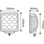 Lampa robocza LED, kwadratowa 27W 500lm niebieska z wtyczką Deutsch światło skupione 9 LED Kramp