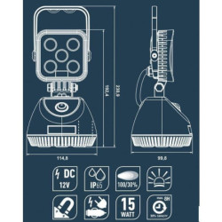 Akumulatorowa lampa warsztatowa robocza LED 12V/230V Kramp