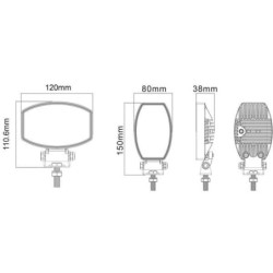 Lampa robocza LED, owalna, 15W 1900 lm 10/30V światło rozproszone 10 LED Kramp