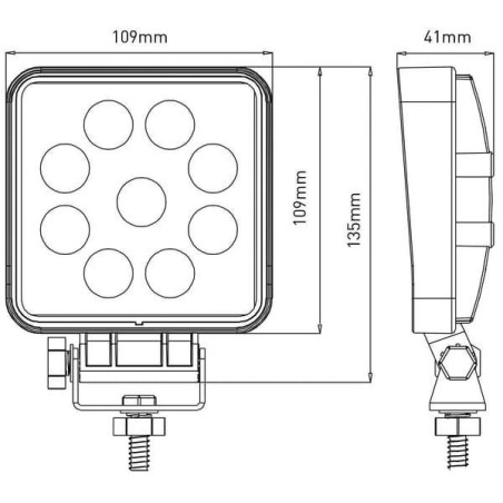 Lampa robocza LED, kwadratowa, 27W 2376 lm 10/30V światło rozproszone Kramp