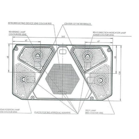 Lampa tylna zespolona prostokątna prawa halogen 12V lub 24V gopart