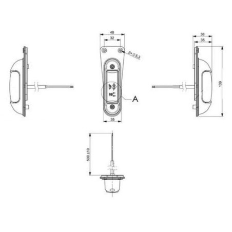 Lampa obrysowa LED, 0.8/1.7W prostokątna, 12/24V czerwona/biała z uchwytem 4 LED Kramp