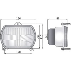 Reflektor przedni halogenowy, owalny 12/24V H4, T4W 156x103x88 mm Kramp