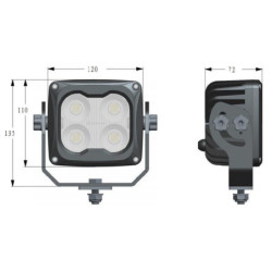 Lampa robocza LED, kwadratowa 70W, 6000lm 10/45V, podgrzewana z czujnikiem T°, szeroostrumieniowa, 4 LED Kramp