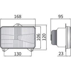 Reflektor przedni halogenowy, prostokątny 12/24V H4, T4W 168x106 mm Kramp