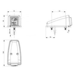 Lampa obrysowa LED, narożna, 0.5/1W kwadratowa, 12/24V biała 3 LED Kramp