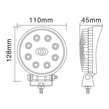 Lampa robocza LED, okrągła, 24W 1920 lm 10/30V światło rozproszone 8 LED Kramp