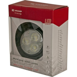 Lampa robocza LED, okrągła 36W 4000lm 10/30V Ø 119 mm z wtyczką AMP 2-pin światło rozproszone 3 LED Kramp