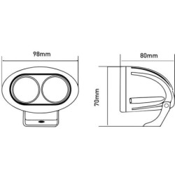 Lampa robocza LED, owalna, 20W 1800 lm 10/30V światło rozproszone 2 LED gopart