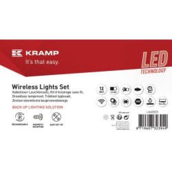 Zestaw lamp bezprzewodowych LED, kwadratowych, 12V, Li-ion, na magnes, wtyczka 7-pin, Kramp