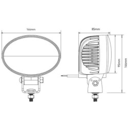 Lampa robocza LED, owalna 36W 2760lm 10/30V światło skupione 12 LED Kramp