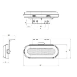 Lampa obrysowa LED, z kierunkowskazem, prostokątna, 12-24V, 124x49x20 mm, Kramp