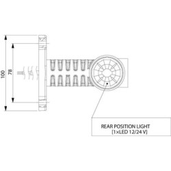 Lampa obrysowa LED, 0.7/1.4W 12/24V biała/pomarańczowa/czerwona 3 LED Kramp