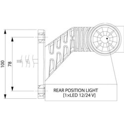 Lampa obrysowa LED, prawa, 0.7/1.4W 12/24V biała/pomarańczowa/czerwona 3 LED Kramp