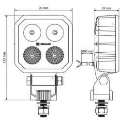 Lampa robocza LED, kwadratowa, 10/30V 9W 1000 lm niebieska, zestaw 2 szt. 4 LED Kramp