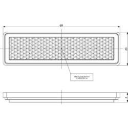 Odblask prostokątny przyklejany biały, 20 x 69 mm