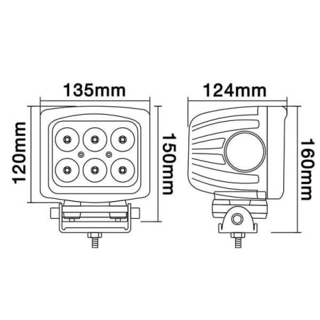 Lampa robocza LED, kwadratowa, 60W 5400 lm 10/30V światło rozproszone 6 LED Kramp